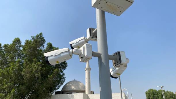 CCTV camera installed with integrated alarm system monitoring a home or business