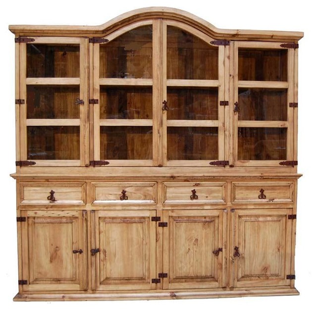 wood hutch with glass doors